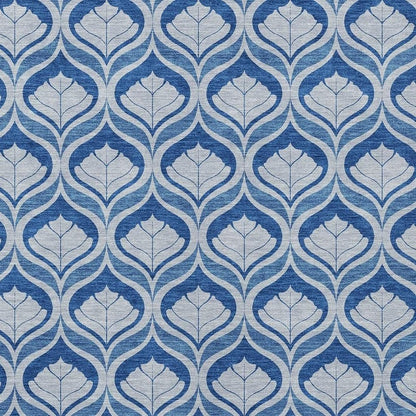 8' X 10' Navy Blue And Sky Blue Geometric Washable Indoor Outdoor Area Rug HomeRoots