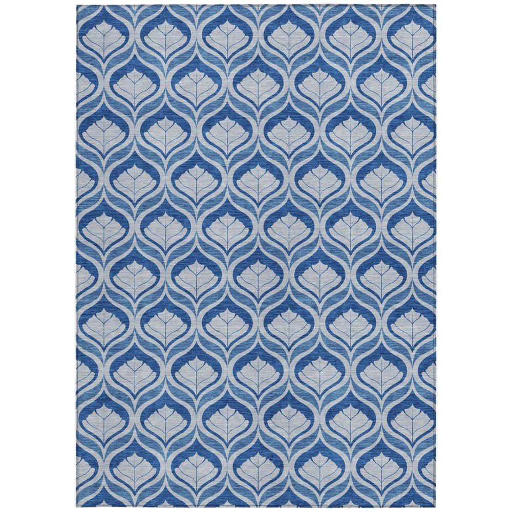 8' X 10' Navy Blue And Sky Blue Geometric Washable Indoor Outdoor Area Rug HomeRoots