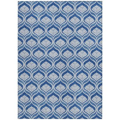 8' X 10' Navy Blue And Sky Blue Geometric Washable Indoor Outdoor Area Rug HomeRoots