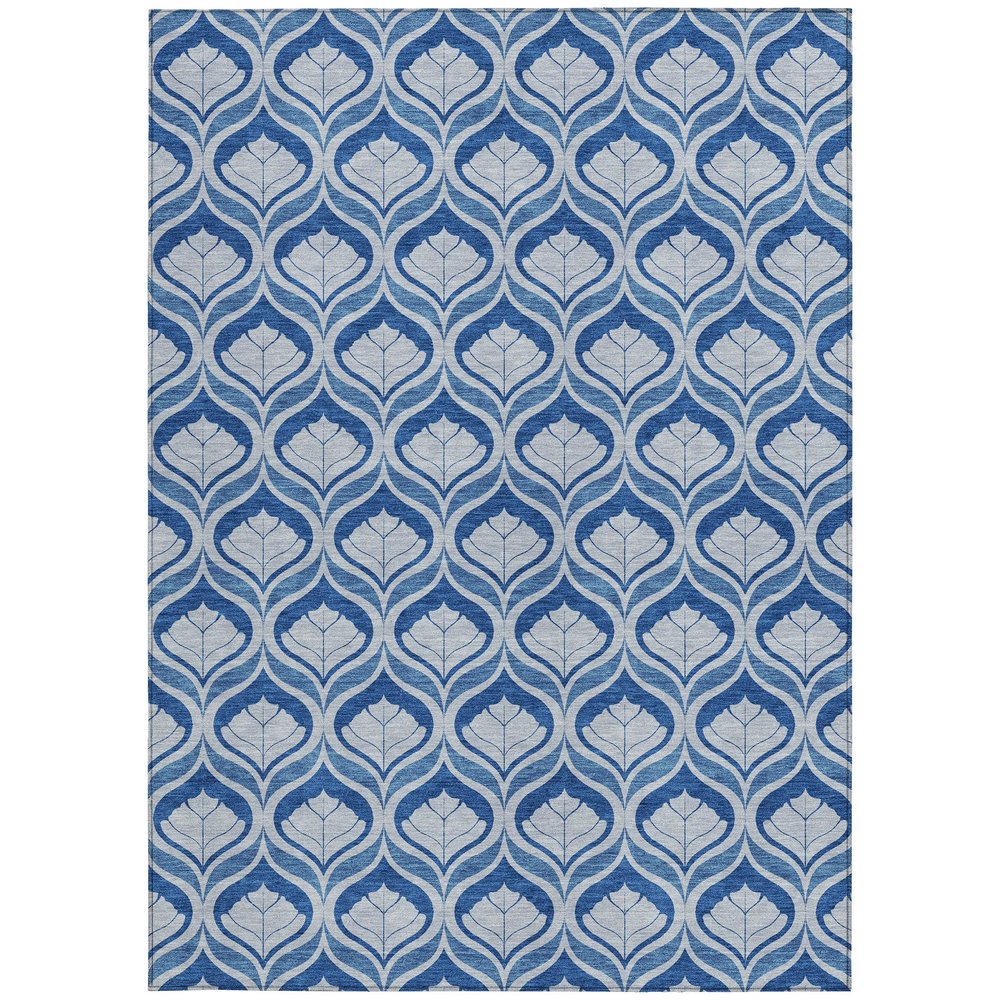 8' X 10' Navy Blue And Sky Blue Geometric Washable Indoor Outdoor Area Rug HomeRoots