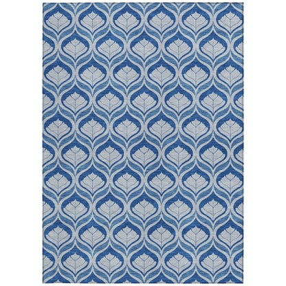 8' X 10' Navy Blue And Sky Blue Geometric Washable Indoor Outdoor Area Rug HomeRoots