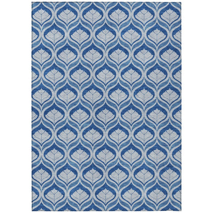 8' X 10' Navy Blue And Sky Blue Geometric Washable Indoor Outdoor Area Rug HomeRoots
