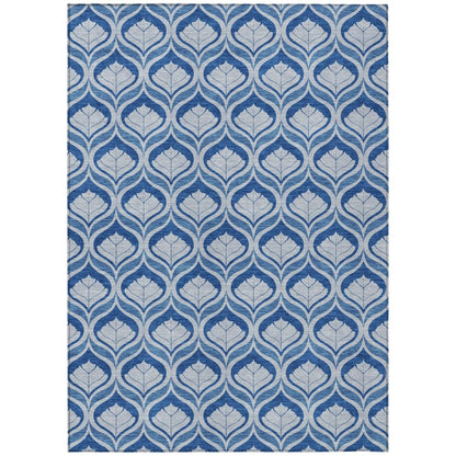 8' X 10' Navy Blue And Sky Blue Geometric Washable Indoor Outdoor Area Rug HomeRoots