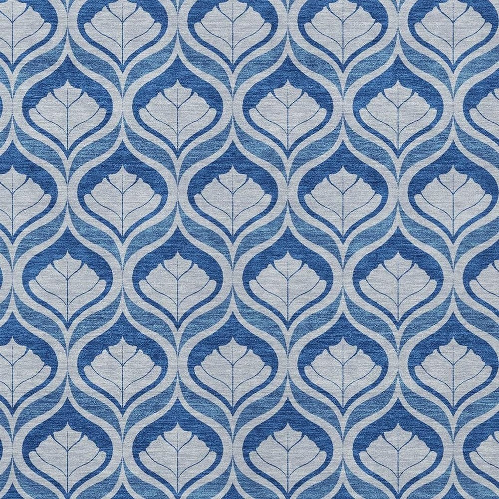 9' X 12' Navy Blue And Sky Blue Geometric Washable Indoor Outdoor Area Rug HomeRoots