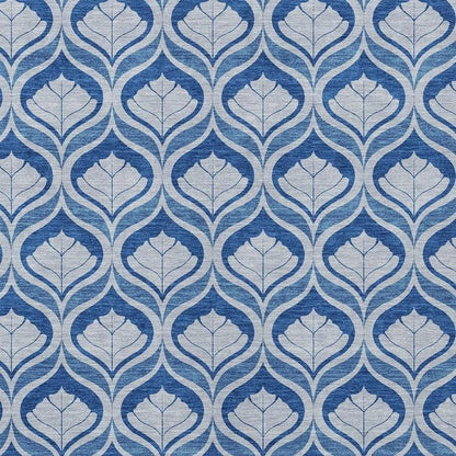 9' X 12' Navy Blue And Sky Blue Geometric Washable Indoor Outdoor Area Rug HomeRoots