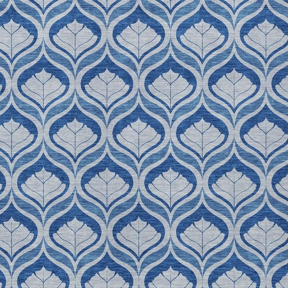 10' X 14' Navy Blue And Sky Blue Geometric Washable Indoor Outdoor Area Rug HomeRoots