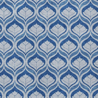 10' X 14' Navy Blue And Sky Blue Geometric Washable Indoor Outdoor Area Rug HomeRoots