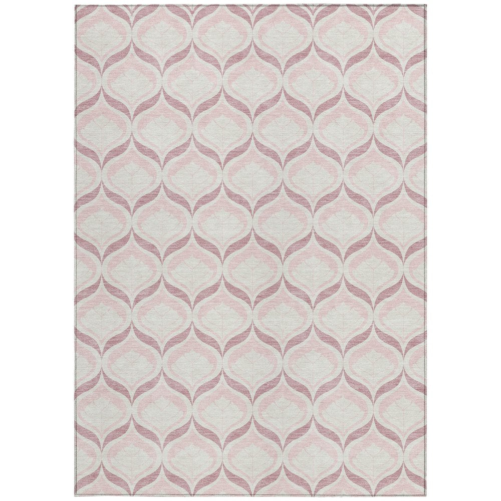 3' X 5' Pink And Ivory Geometric Washable Indoor Outdoor Area Rug HomeRoots