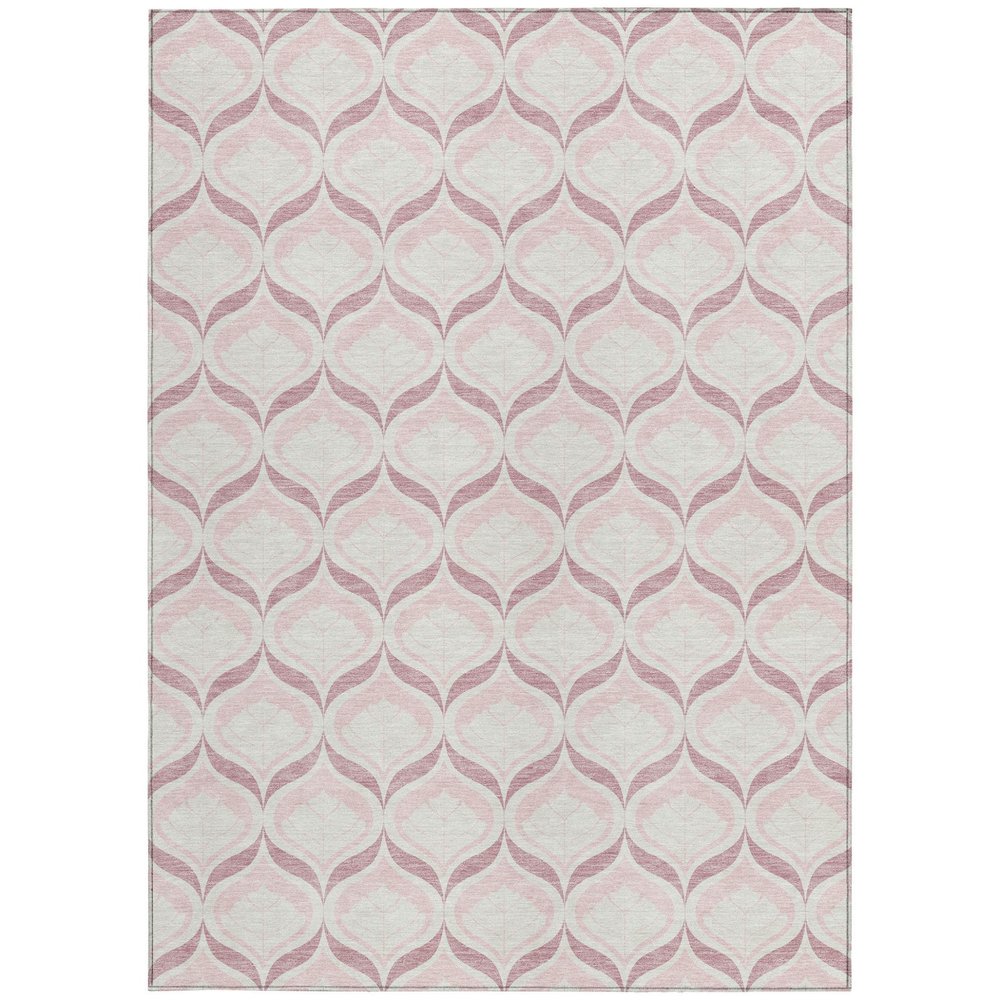 3' X 5' Pink And Ivory Geometric Washable Indoor Outdoor Area Rug HomeRoots