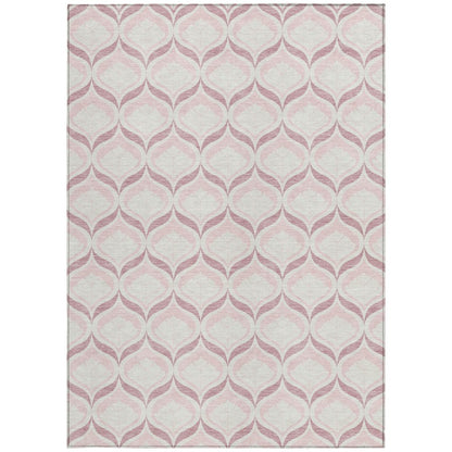 3' X 5' Pink And Ivory Geometric Washable Indoor Outdoor Area Rug HomeRoots
