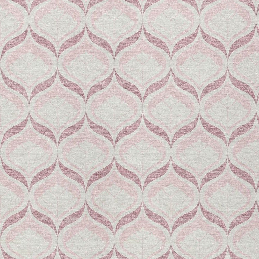 8' X 10' Pink And Ivory Geometric Washable Indoor Outdoor Area Rug HomeRoots