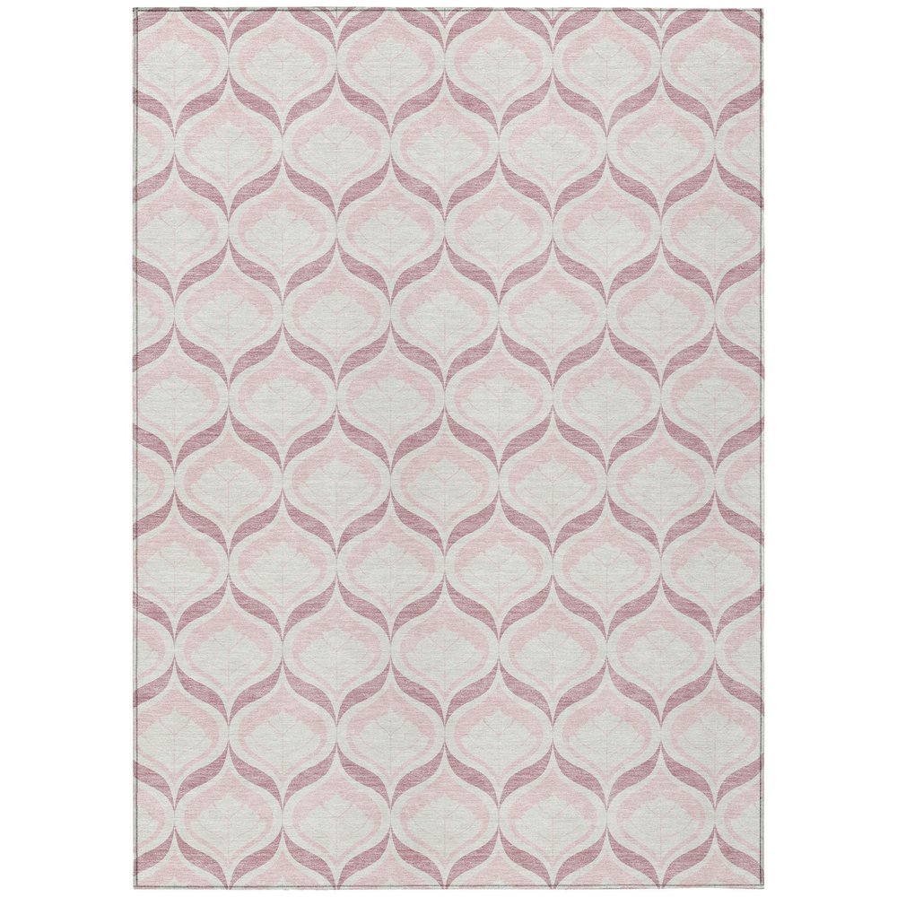 8' X 10' Pink And Ivory Geometric Washable Indoor Outdoor Area Rug HomeRoots