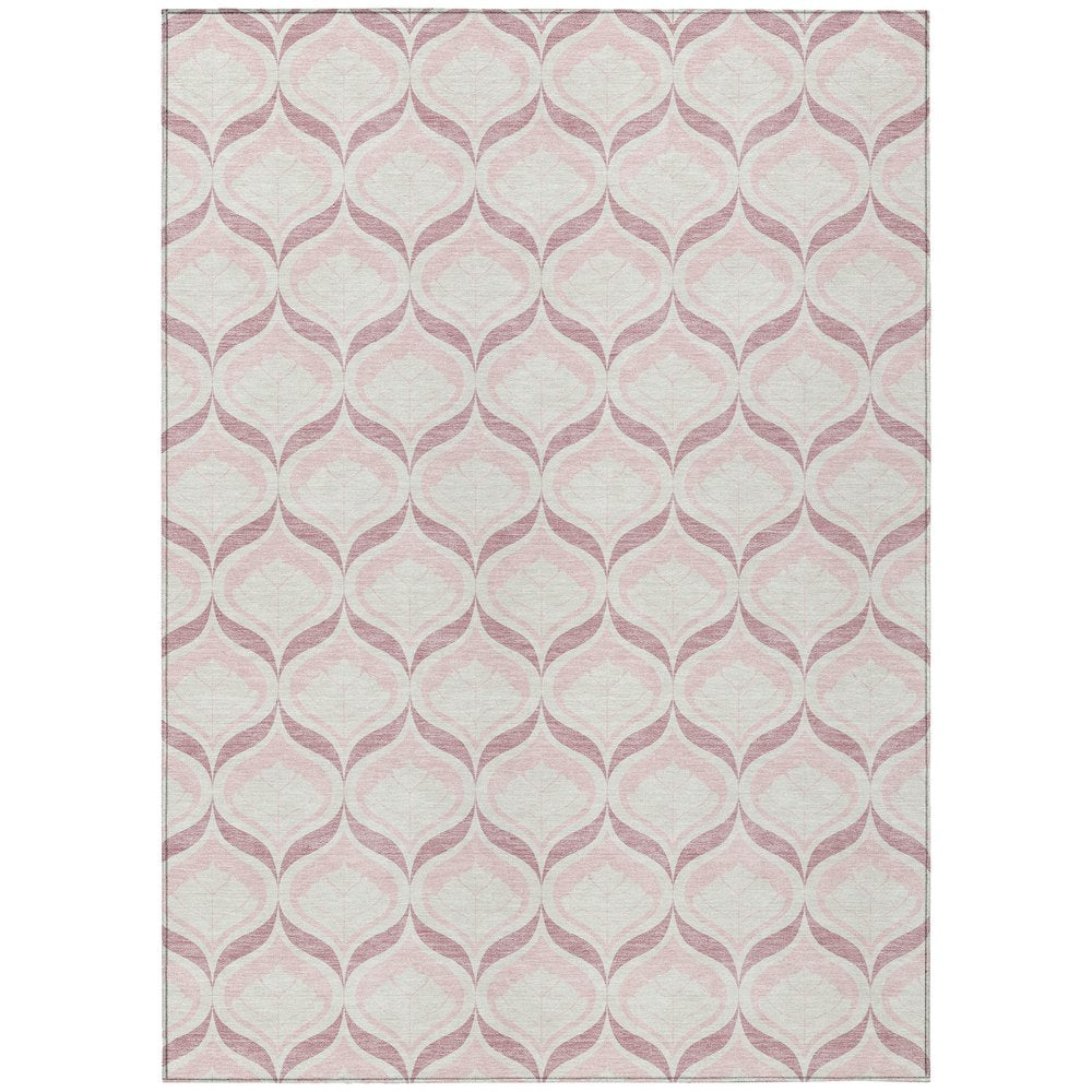 8' X 10' Pink And Ivory Geometric Washable Indoor Outdoor Area Rug HomeRoots