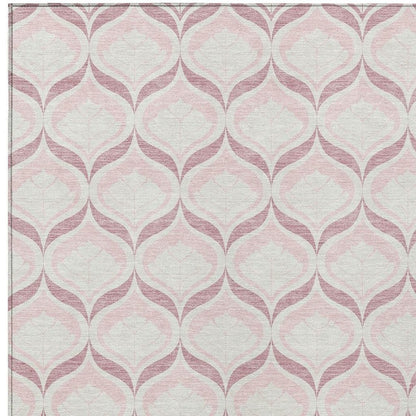 10' X 14' Pink And Ivory Geometric Washable Indoor Outdoor Area Rug HomeRoots