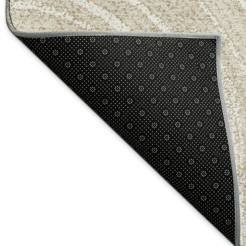 3' X 5' Beige And Tan Geometric Washable Indoor Outdoor Area Rug HomeRoots