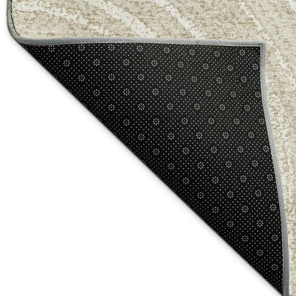 3' X 5' Beige And Tan Geometric Washable Indoor Outdoor Area Rug HomeRoots