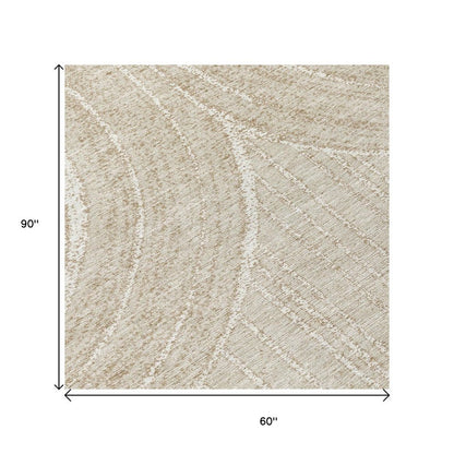5' X 8' Beige And Tan Geometric Washable Indoor Outdoor Area Rug HomeRoots