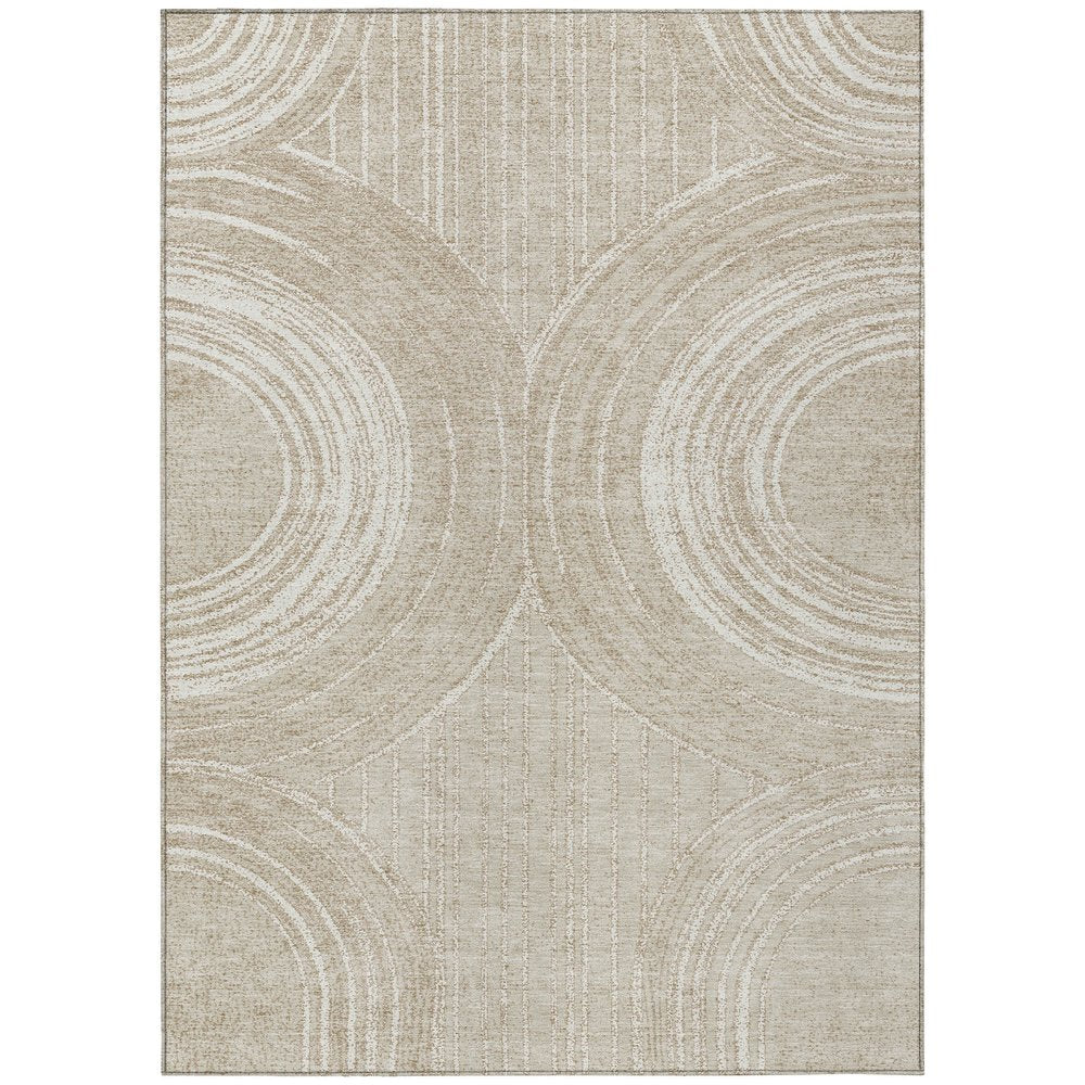 5' X 8' Beige And Tan Geometric Washable Indoor Outdoor Area Rug HomeRoots