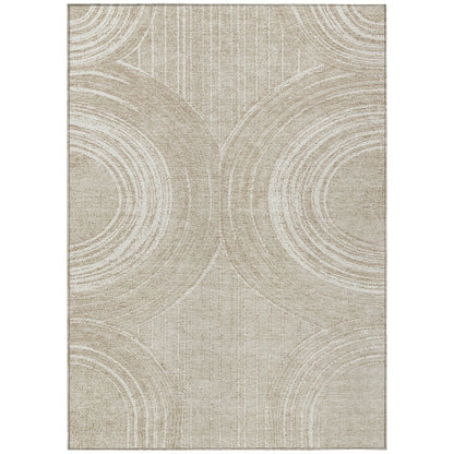5' X 8' Beige And Tan Geometric Washable Indoor Outdoor Area Rug HomeRoots