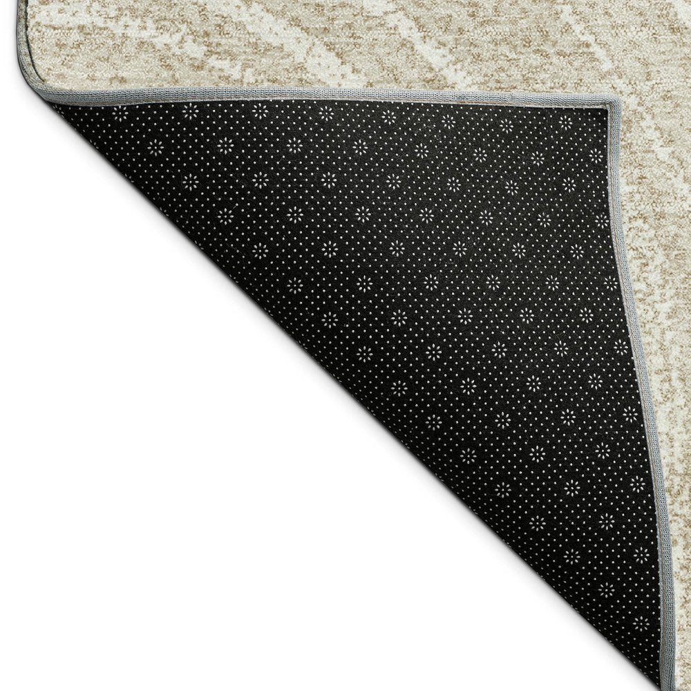 8' Beige And Tan Round Geometric Washable Indoor Outdoor Area Rug HomeRoots