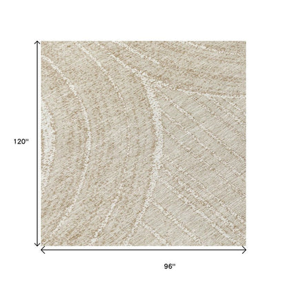 8' X 10' Beige And Tan Geometric Washable Indoor Outdoor Area Rug HomeRoots