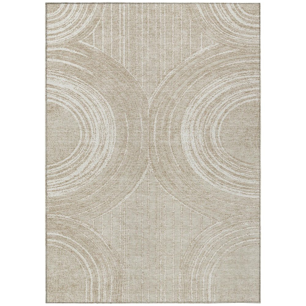 8' X 10' Beige And Tan Geometric Washable Indoor Outdoor Area Rug HomeRoots