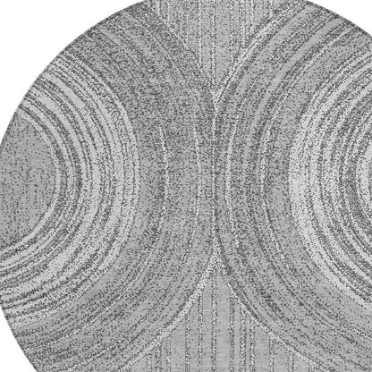 8' Charcoal And Gray Round Geometric Washable Indoor Outdoor Area Rug HomeRoots