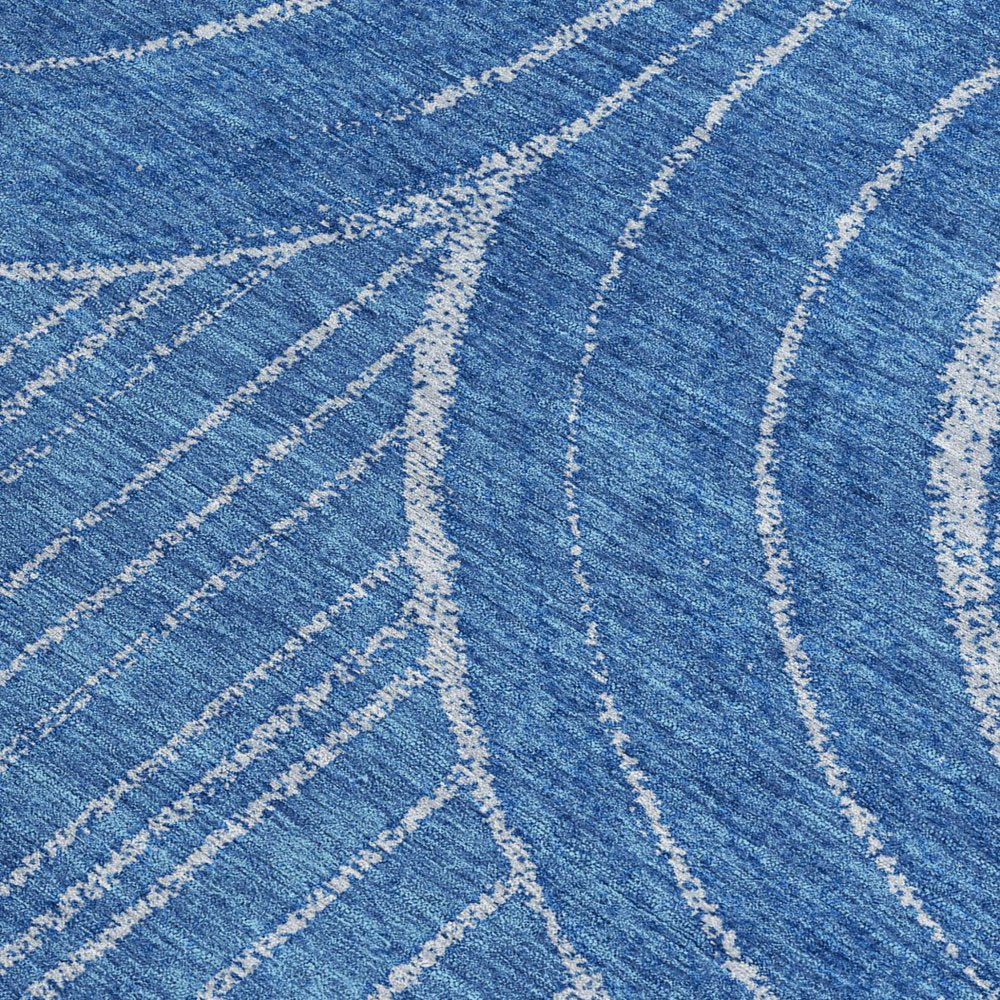 3' X 5' Navy Blue And Sky Blue Geometric Washable Indoor Outdoor Area Rug HomeRoots