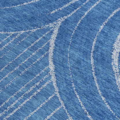 3' X 5' Navy Blue And Sky Blue Geometric Washable Indoor Outdoor Area Rug HomeRoots