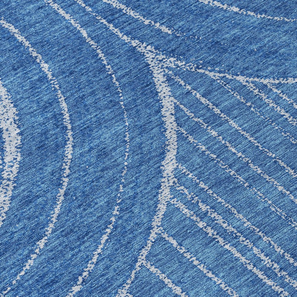 5' X 8' Navy Blue And Sky Blue Geometric Washable Indoor Outdoor Area Rug HomeRoots