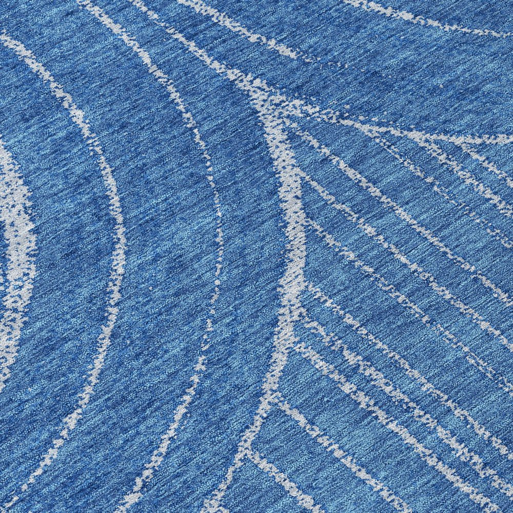 8' Navy Blue And Sky Blue Round Geometric Washable Indoor Outdoor Area Rug HomeRoots