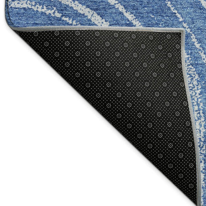 8' X 10' Navy Blue And Sky Blue Geometric Washable Indoor Outdoor Area Rug HomeRoots