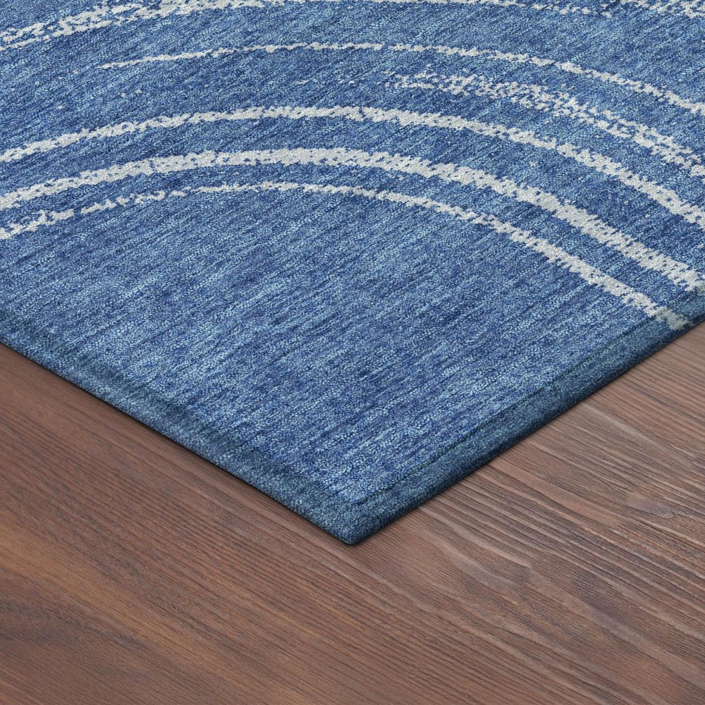 8' X 10' Navy Blue And Sky Blue Geometric Washable Indoor Outdoor Area Rug HomeRoots