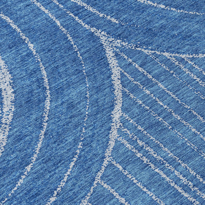 10' X 14' Navy Blue And Sky Blue Geometric Washable Indoor Outdoor Area Rug HomeRoots