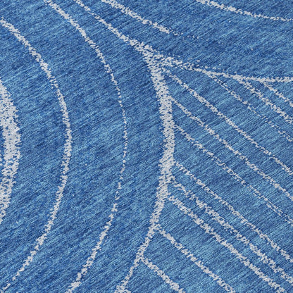 10' X 14' Navy Blue And Sky Blue Geometric Washable Indoor Outdoor Area Rug HomeRoots