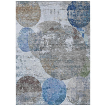 3' X 5' Blue And Beige Geometric Washable Indoor Outdoor Area Rug HomeRoots