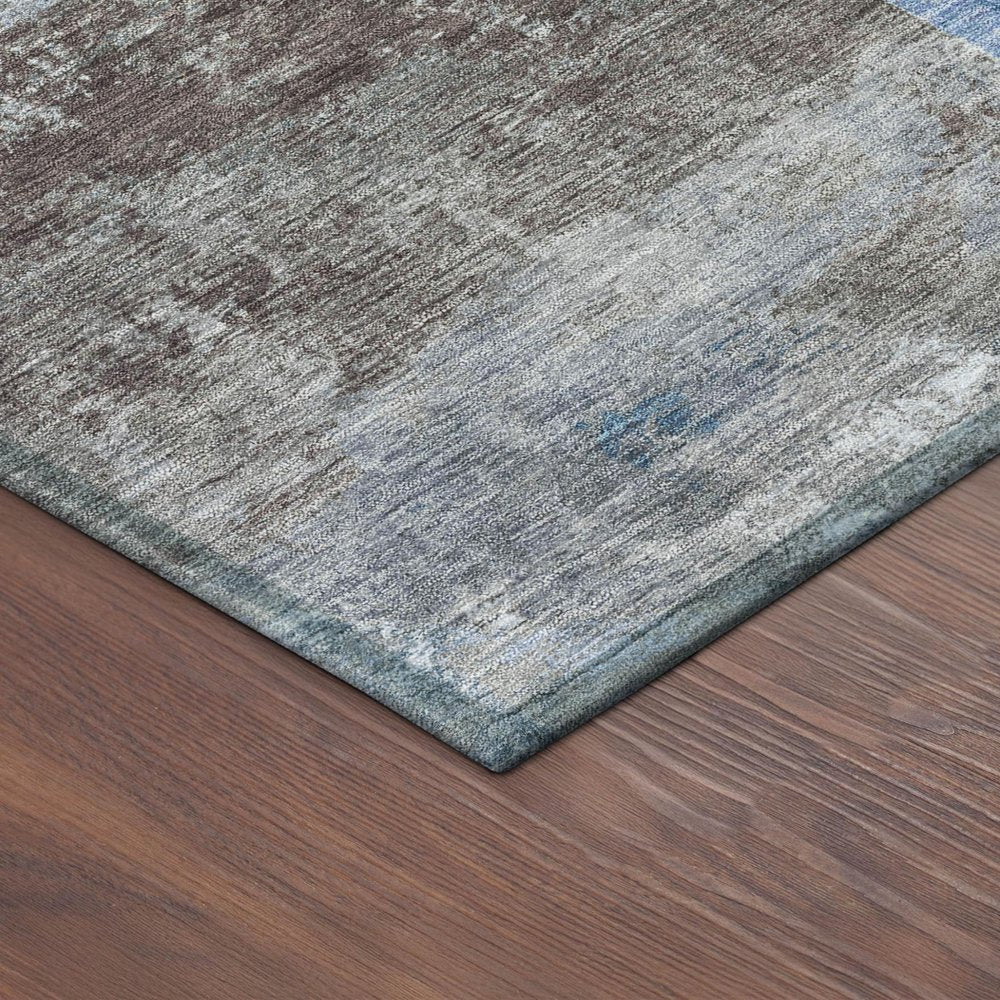 3' X 5' Blue And Beige Geometric Washable Indoor Outdoor Area Rug HomeRoots