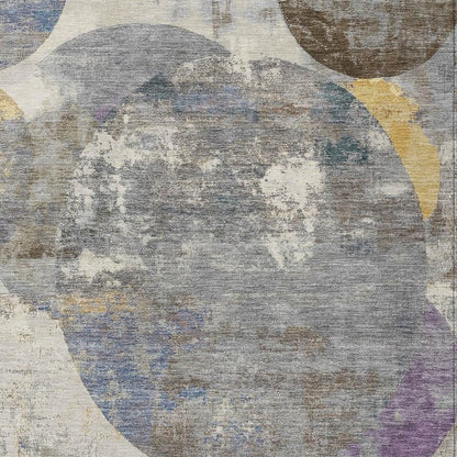 3' X 5' Gray Gold And Ivory Geometric Washable Indoor Outdoor Area Rug HomeRoots