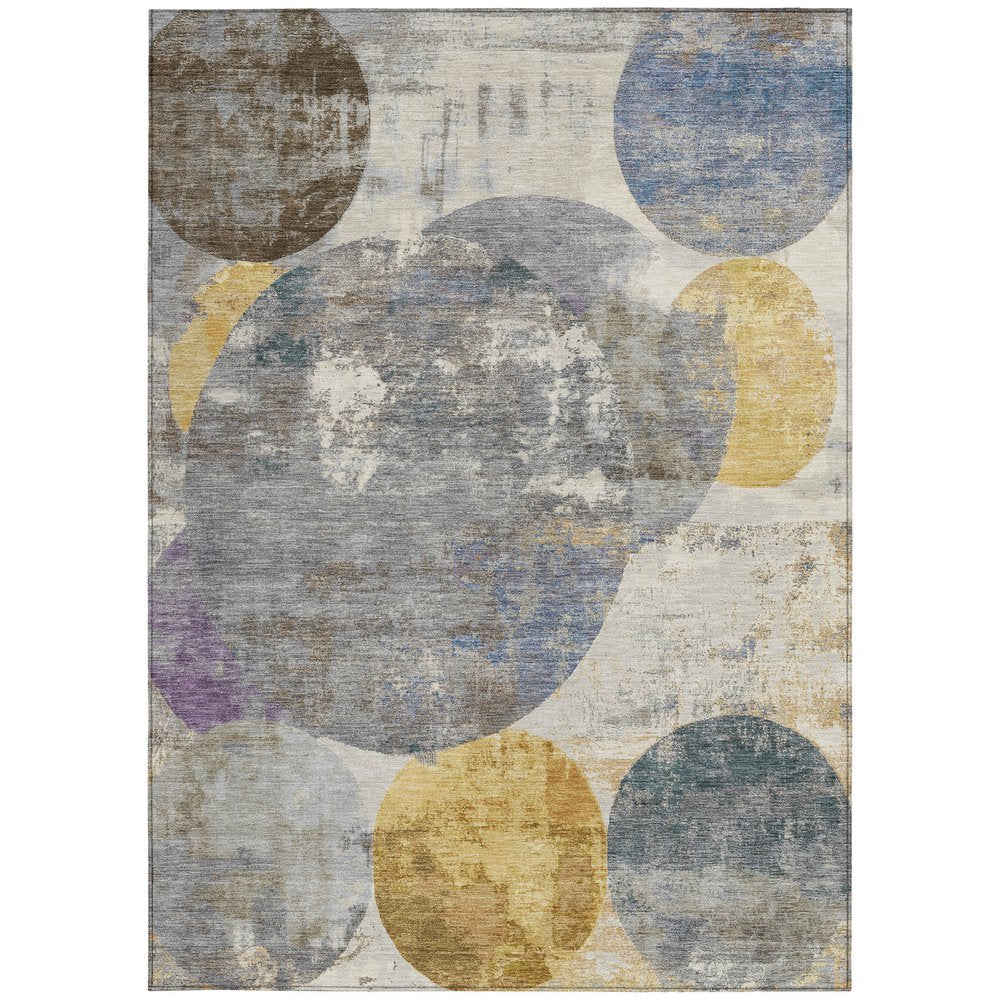 3' X 5' Gray Gold And Ivory Geometric Washable Indoor Outdoor Area Rug HomeRoots