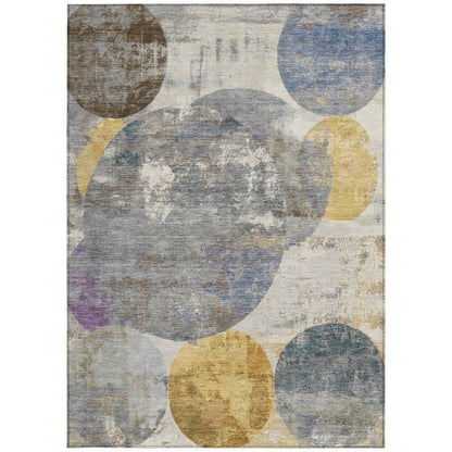3' X 5' Gray Gold And Ivory Geometric Washable Indoor Outdoor Area Rug HomeRoots