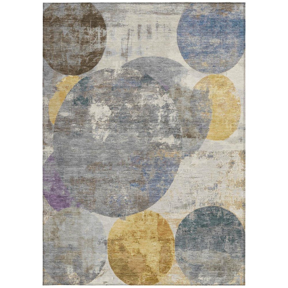3' X 5' Gray Gold And Ivory Geometric Washable Indoor Outdoor Area Rug HomeRoots
