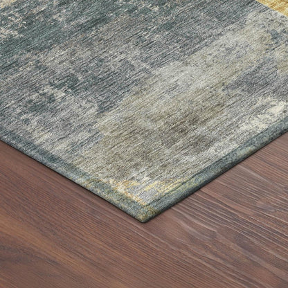 3' X 5' Gray Gold And Ivory Geometric Washable Indoor Outdoor Area Rug HomeRoots