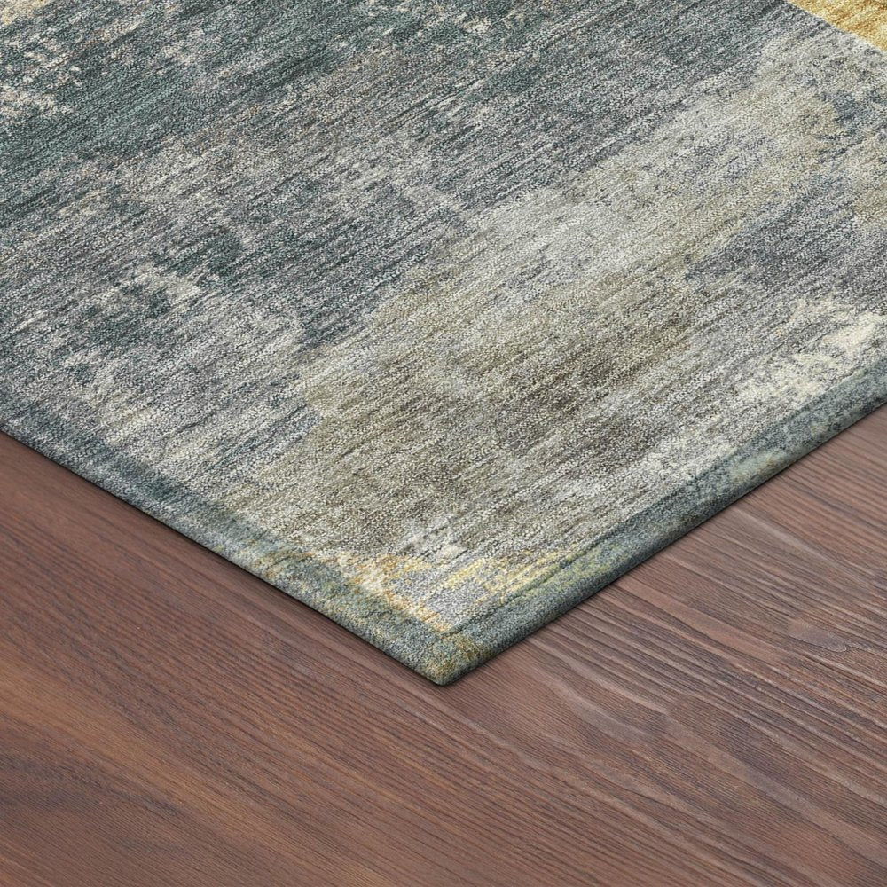 5' X 8' Gray Gold And Ivory Geometric Washable Indoor Outdoor Area Rug HomeRoots
