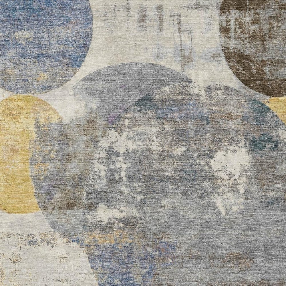 8' X 10' Gray Gold And Ivory Geometric Washable Indoor Outdoor Area Rug HomeRoots