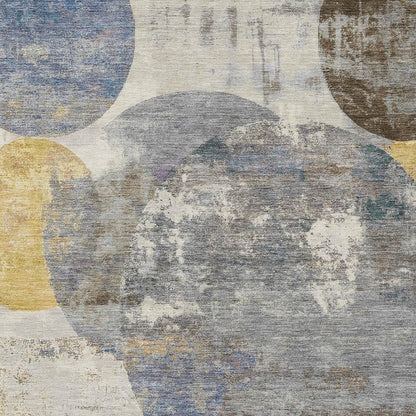 8' X 10' Gray Gold And Ivory Geometric Washable Indoor Outdoor Area Rug HomeRoots