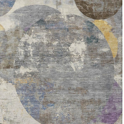 9' X 12' Gray Gold And Ivory Geometric Washable Indoor Outdoor Area Rug HomeRoots