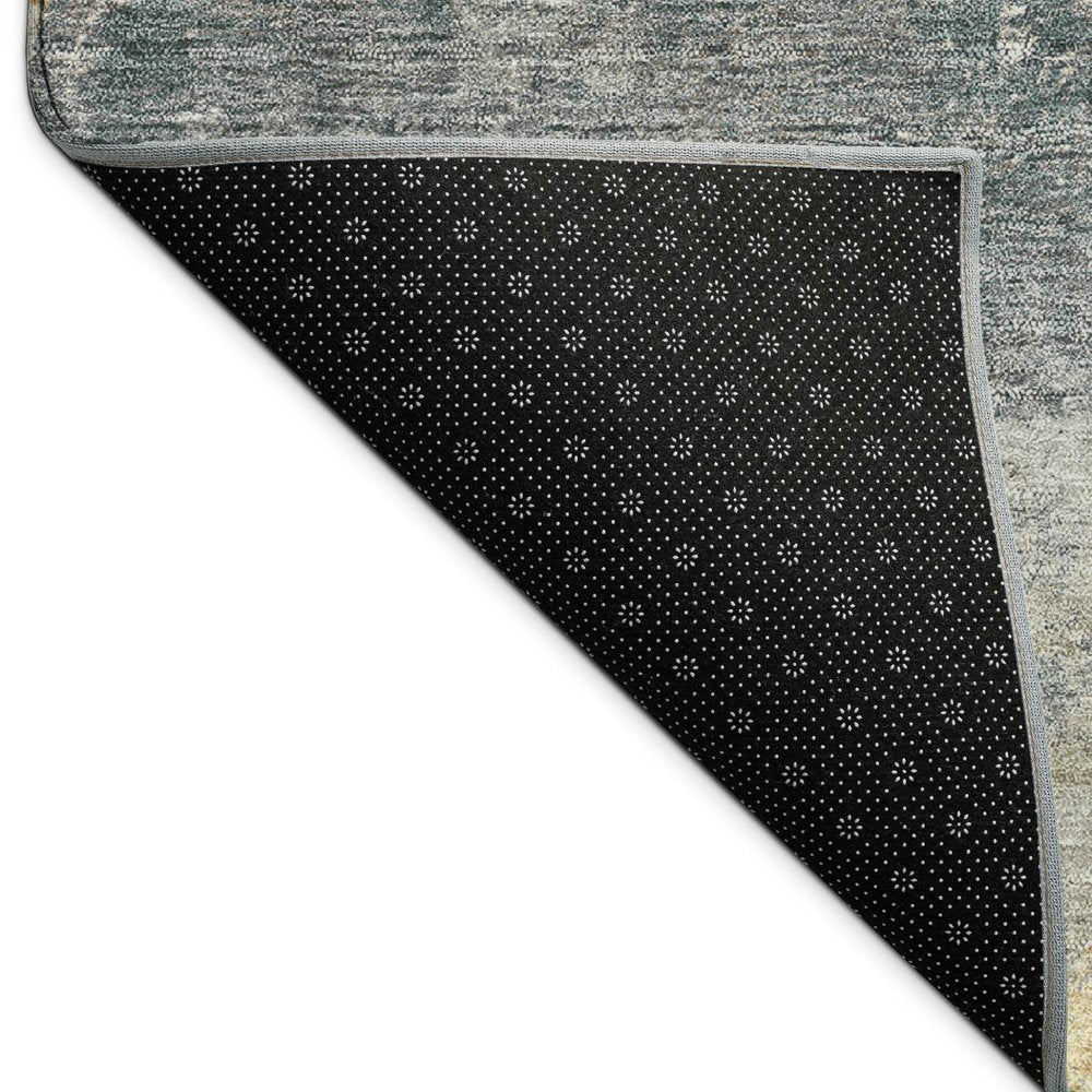 9' X 12' Gray Gold And Ivory Geometric Washable Indoor Outdoor Area Rug HomeRoots