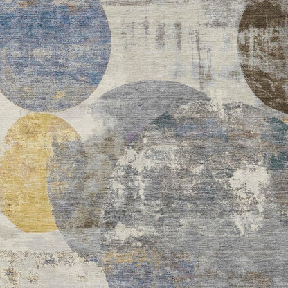 10' X 14' Gray Gold And Ivory Geometric Washable Indoor Outdoor Area Rug HomeRoots