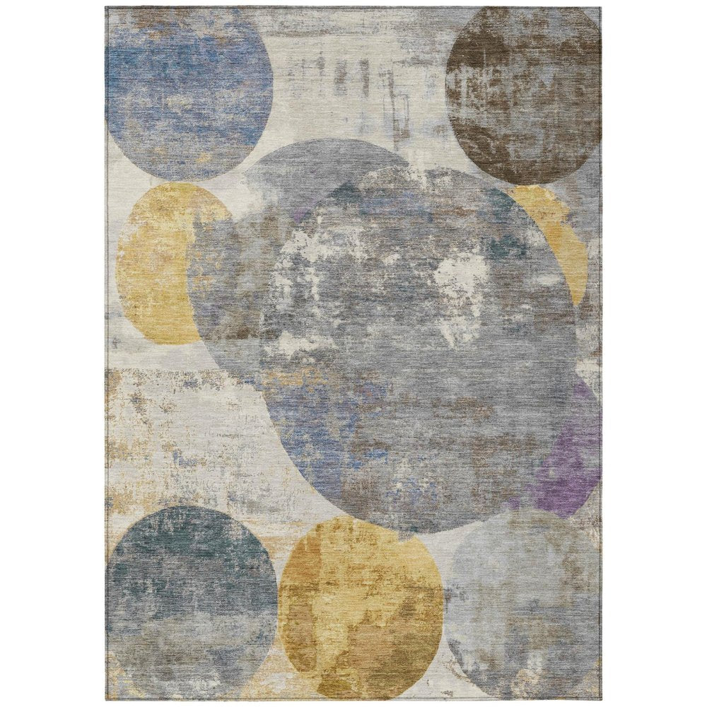 10' X 14' Gray Gold And Ivory Geometric Washable Indoor Outdoor Area Rug HomeRoots