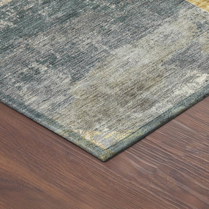 10' X 14' Gray Gold And Ivory Geometric Washable Indoor Outdoor Area Rug HomeRoots